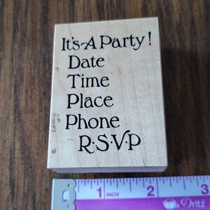 PSX F-2442 It's A Party RSVP 2 x 3 Inch Rubber Stamp